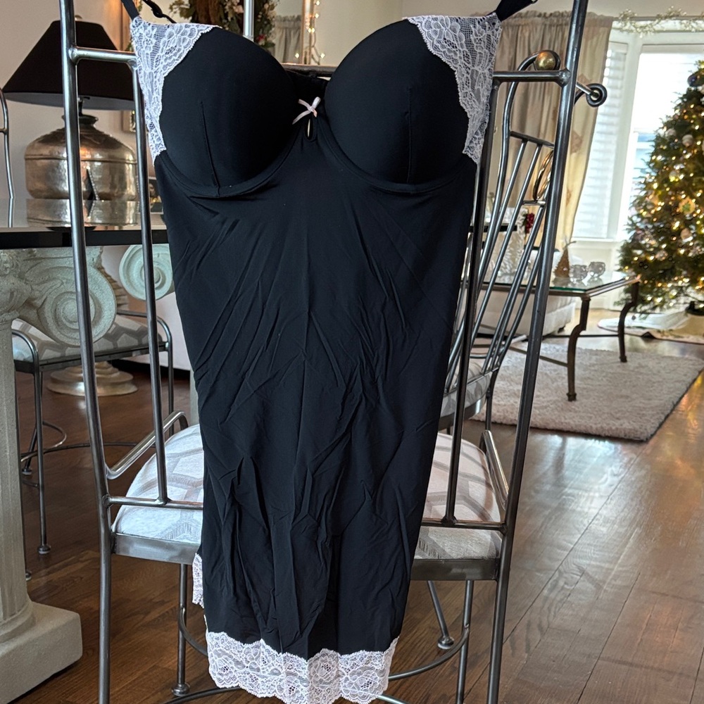Victoria's Secret Black Chemise with White Lace